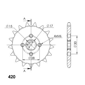 Pinion fata SUPERSPROX CST-253:17 17T, 420