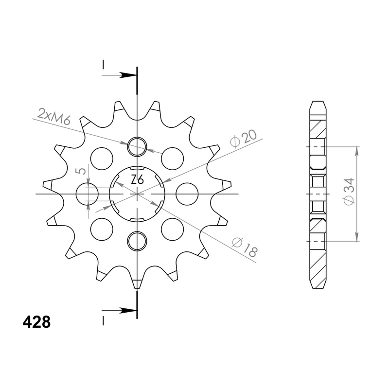 Pinion fata SUPERSPROX 13T, 428