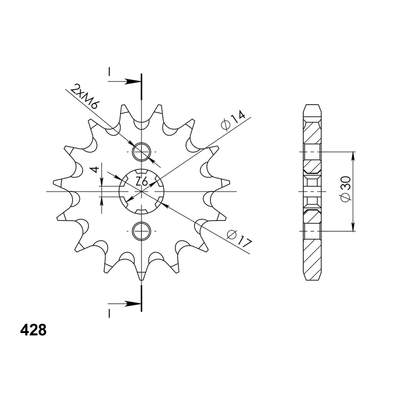 Pinion fata SUPERSPROX 14T, 428