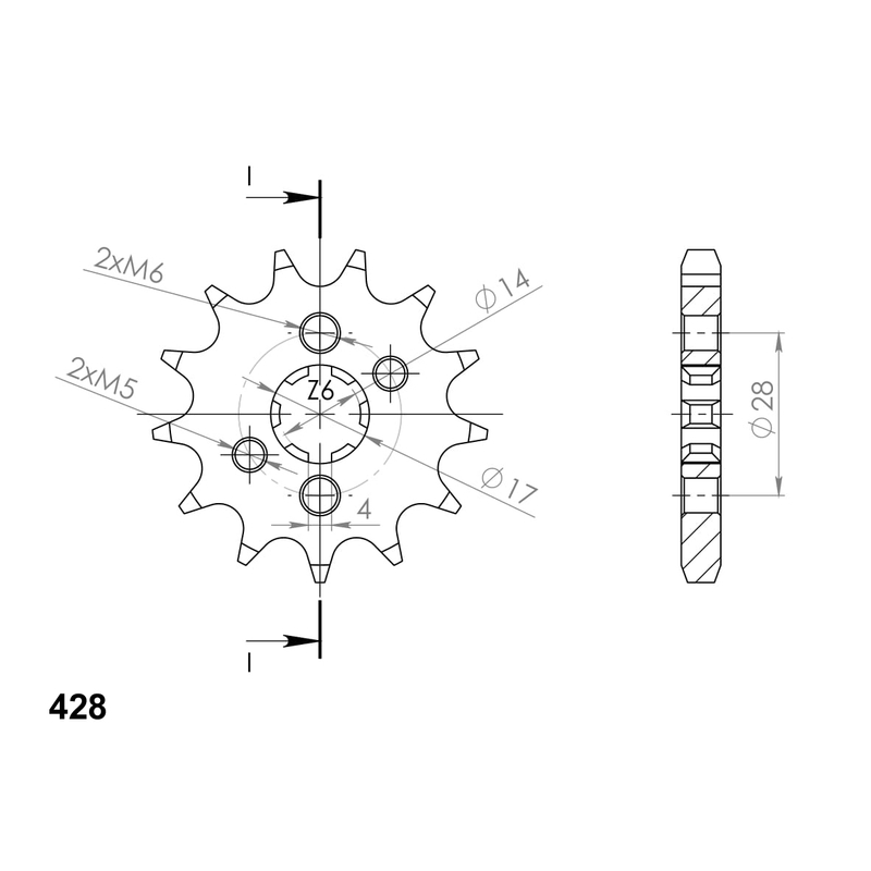 Pinion fata SUPERSPROX 14T, 428