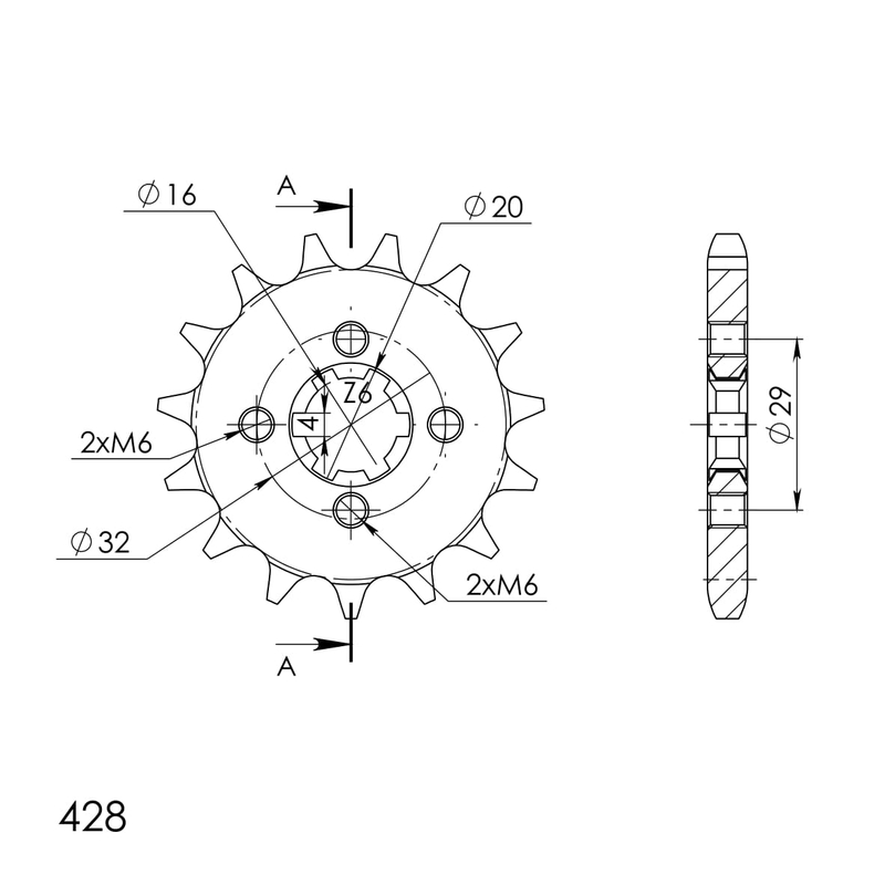 Pinion fata SUPERSPROX 15T, 428