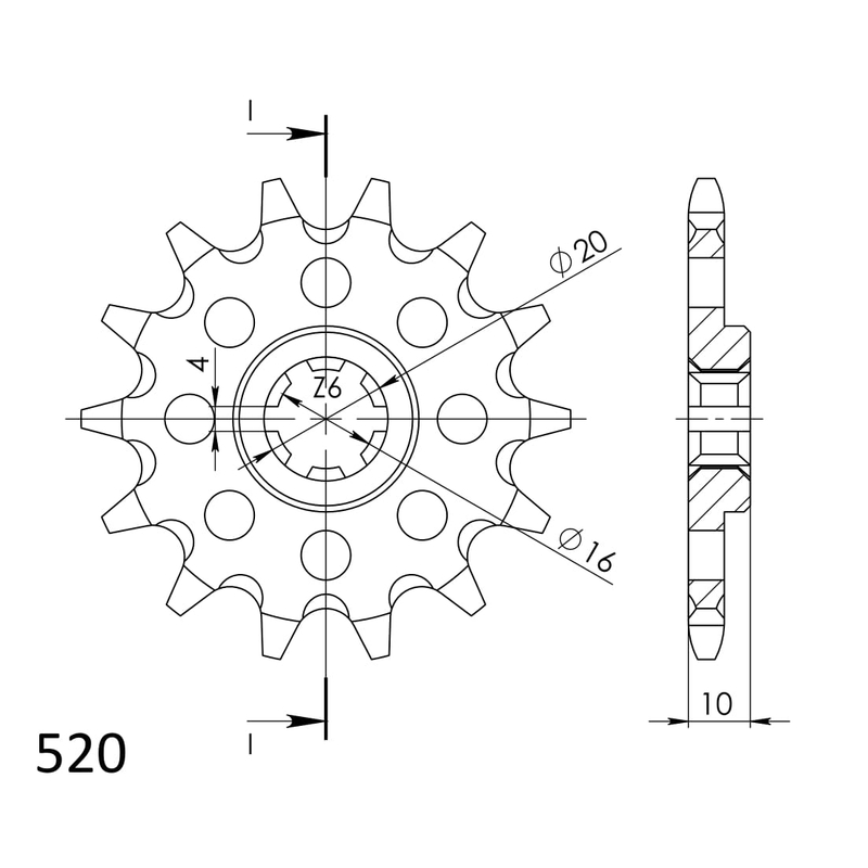 Pinion fata SUPERSPROX 13T, 520