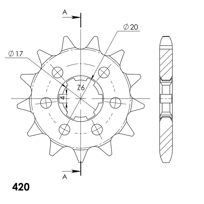 Pinion fata SUPERSPROX 13T, 530