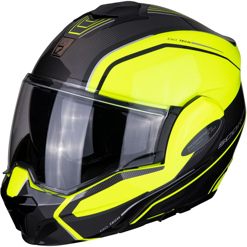 Casca de basculare Scorpion EXO-TECH Time-Off galben fluo-argintiu lichidare