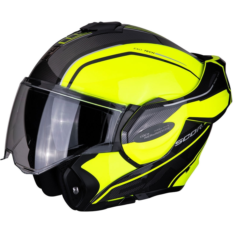 Casca de basculare Scorpion EXO-TECH Time-Off galben fluo-argintiu lichidare