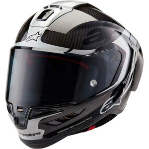 Cască integrală de motocicletă Alpinestars Supertech R-10 Element carbon, argintiu-negru