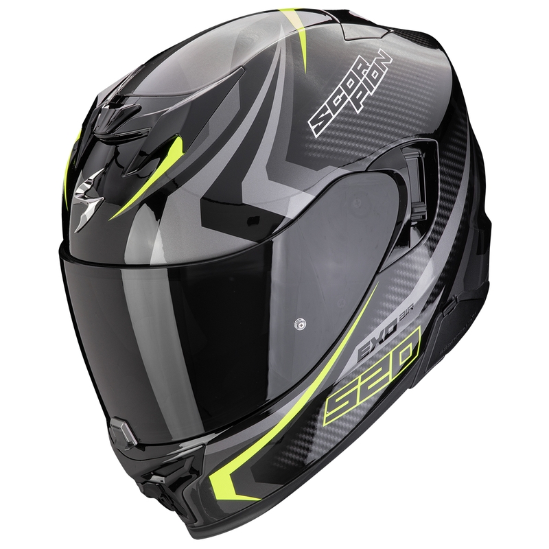 Cască integrală pentru motocicletă Scorpion EXO-520 EVO AIR TERRA negru-argintiu-galben fluo lichidare