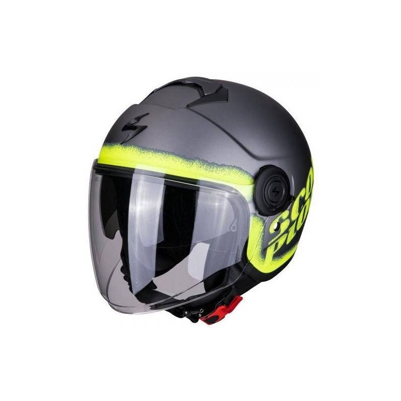 Cască de motocicletă deschisă Scorpion EXO-CITY Blurr argintiu-galben-fluo