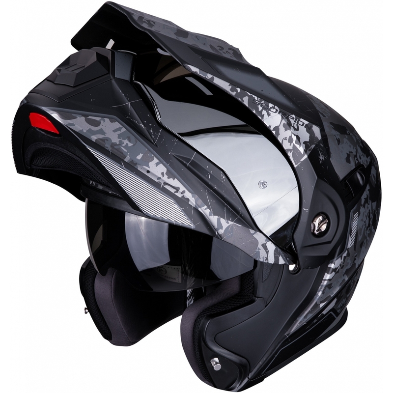 Cască de enduro Scorpion ADX-1 Battleflage negru-argintiu lichidare