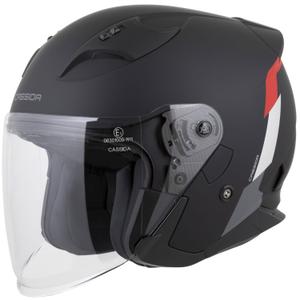 Cască de motocicletă deschisă Cassida Reflex 2.0 Safety, negru mat-roșu-gri-argintiu reflectorizant