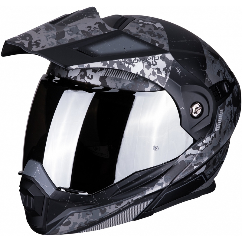 Cască de enduro Scorpion ADX-1 Battleflage negru-argintiu lichidare
