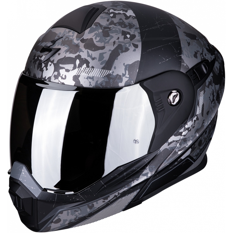 Cască de enduro Scorpion ADX-1 Battleflage negru-argintiu lichidare