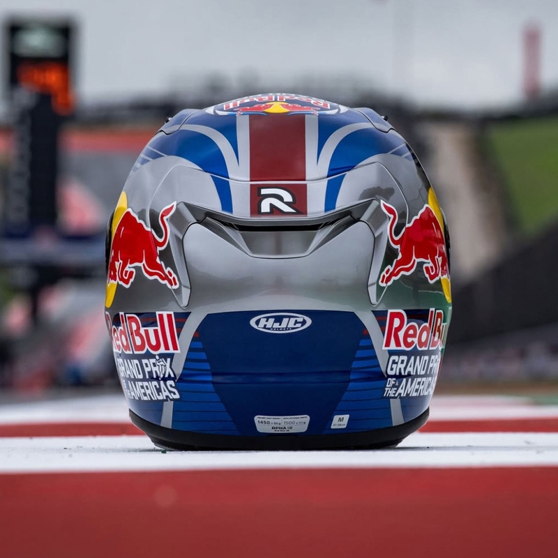 Cască integrală pentru motocicletă HJC RPHA 12 Red Bull Austin GP II MC21 albastru-gri