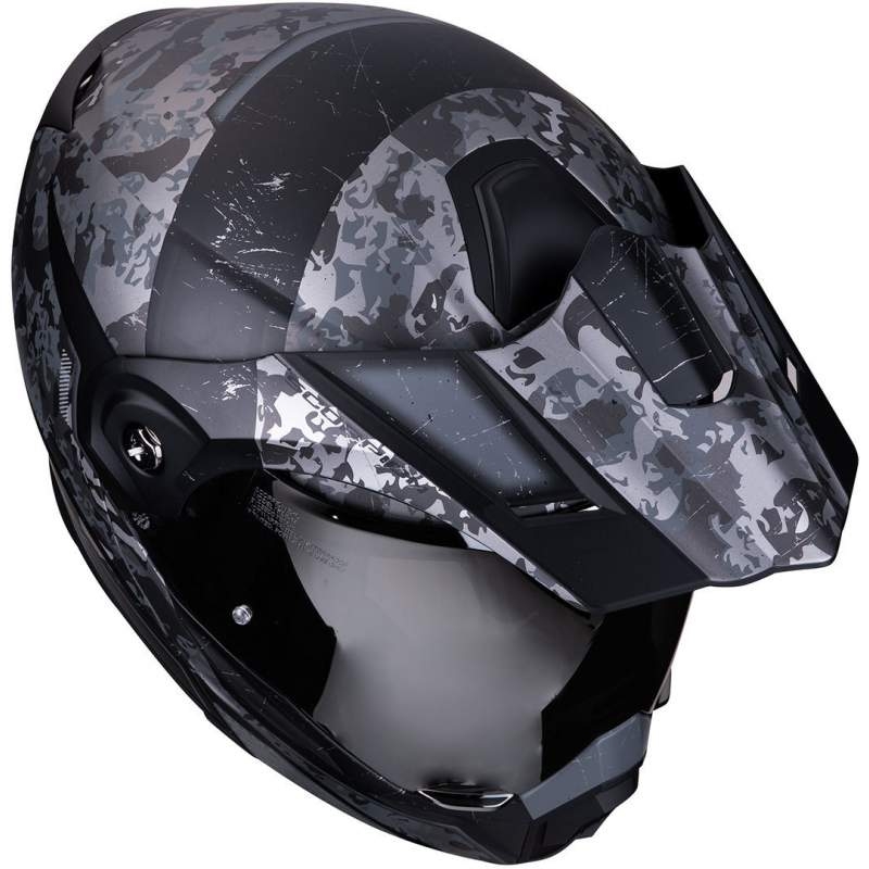 Cască de enduro Scorpion ADX-1 Battleflage negru-argintiu lichidare