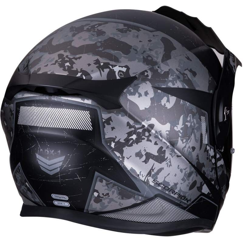 Cască de enduro Scorpion ADX-1 Battleflage negru-argintiu lichidare