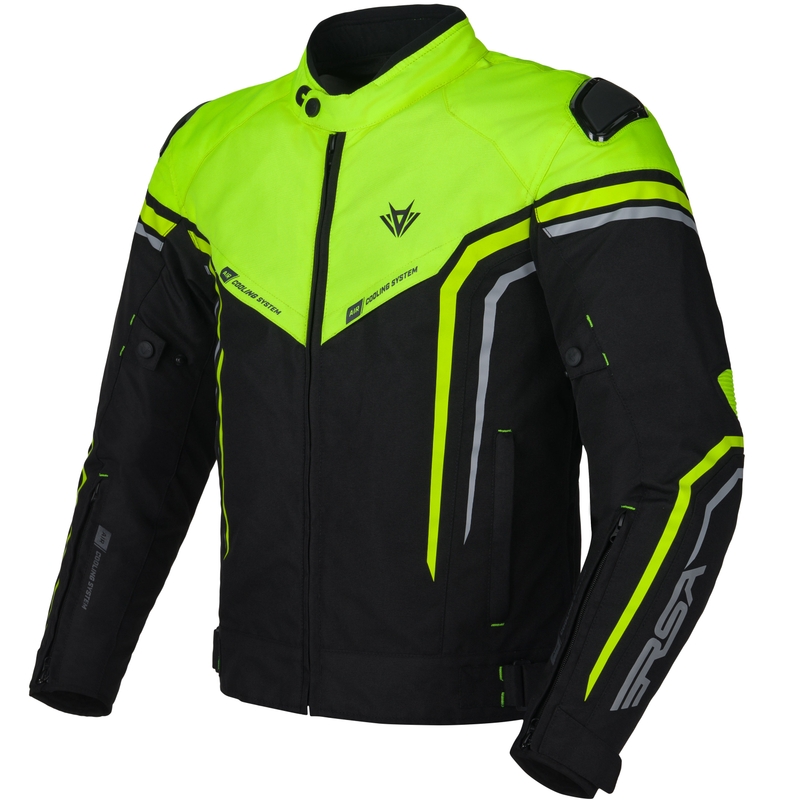 Geacă motocicletă RSA Compact 2 EVO negru-gri-galben fluo