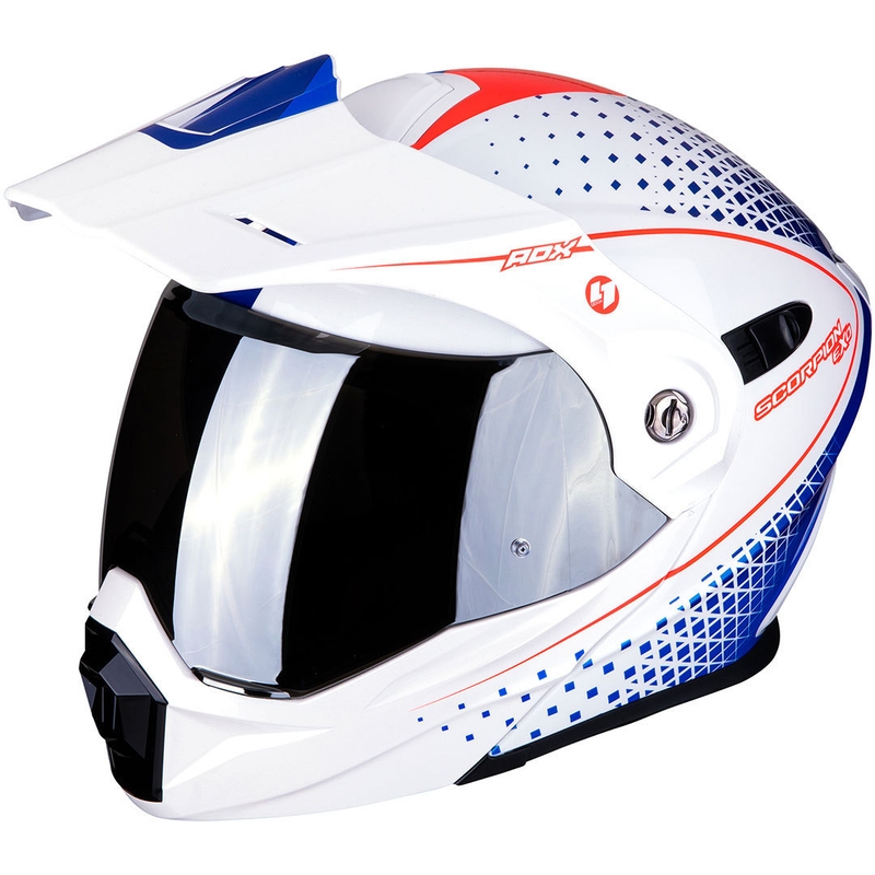 Cască de enduro Scorpion ADX-1 Horizon alb-roșu-albastru lichidare