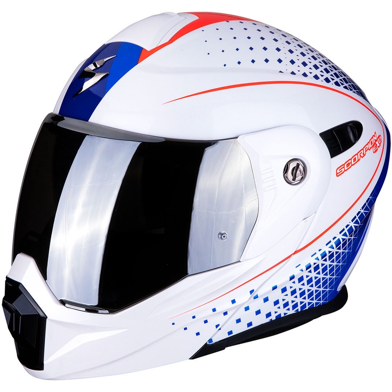 Cască de enduro Scorpion ADX-1 Horizon alb-roșu-albastru lichidare