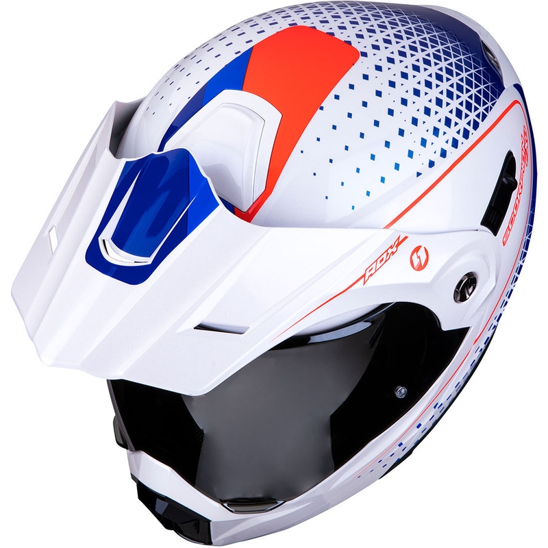 Cască de enduro Scorpion ADX-1 Horizon alb-roșu-albastru lichidare
