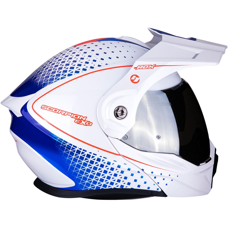 Cască de enduro Scorpion ADX-1 Horizon alb-roșu-albastru lichidare