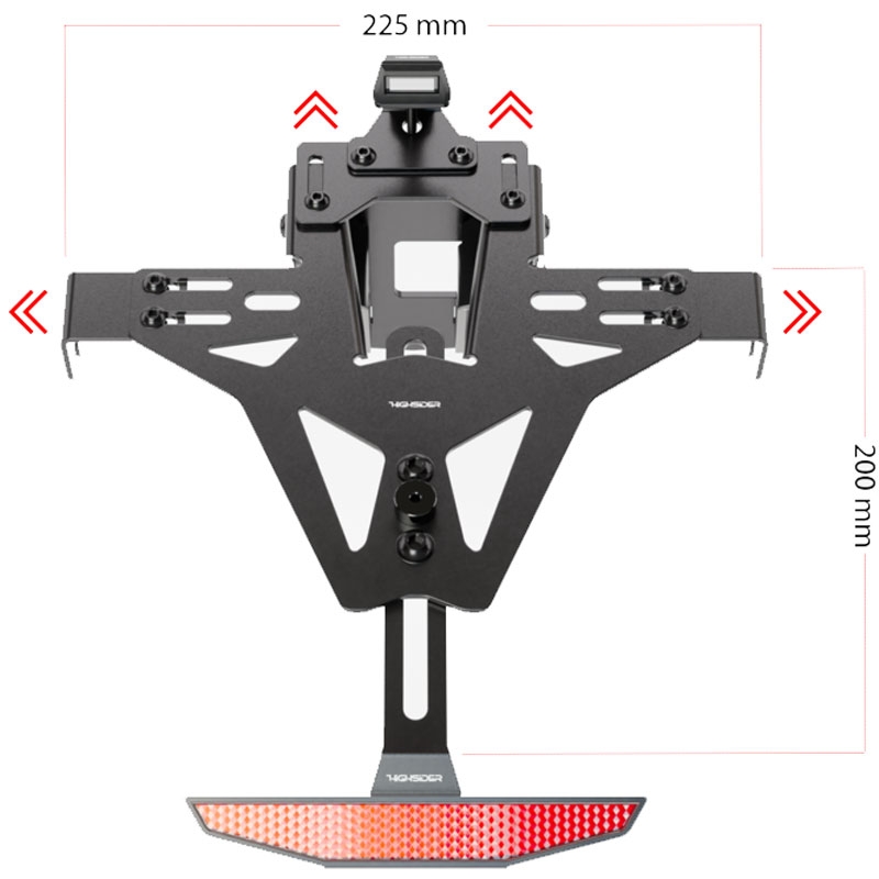 Suport pentru plăcuța de înmatriculare, inclusiv iluminare, Highsider Akron RS PRO Aprilia negru