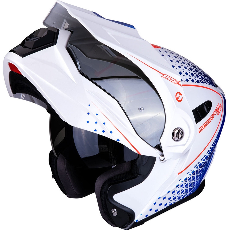 Cască de enduro Scorpion ADX-1 Horizon alb-roșu-albastru lichidare