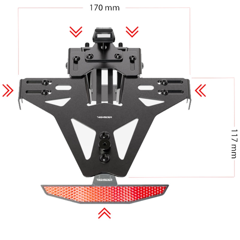 Suport pentru plăcuța de înmatriculare, inclusiv iluminare, Highsider Akron RS PRO Aprilia negru