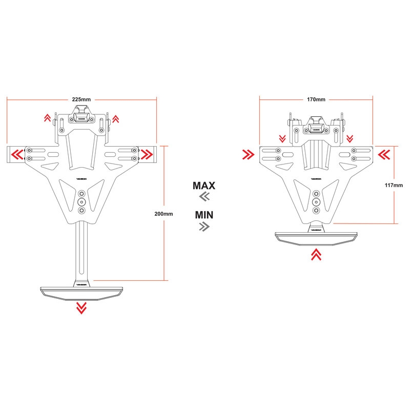 Suport pentru plăcuța de înmatriculare cu iluminare Highsider Akron RS PRO Ducati negru