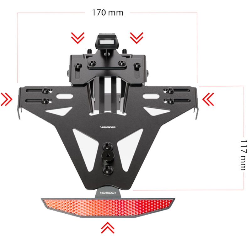 Suport pentru plăcuță de înmatriculare cu iluminare Highsider License Akron RS PRO KTM 790 DUKE ABS și 890 DUKE R negru