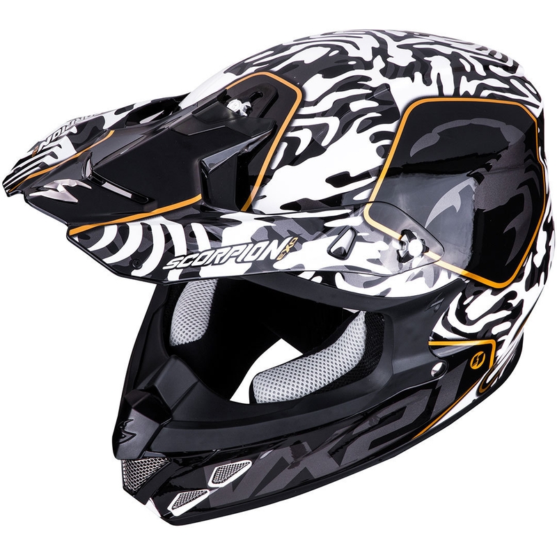 Cască de motocros Scorpion VX-21 Air Gnarly negru și alb