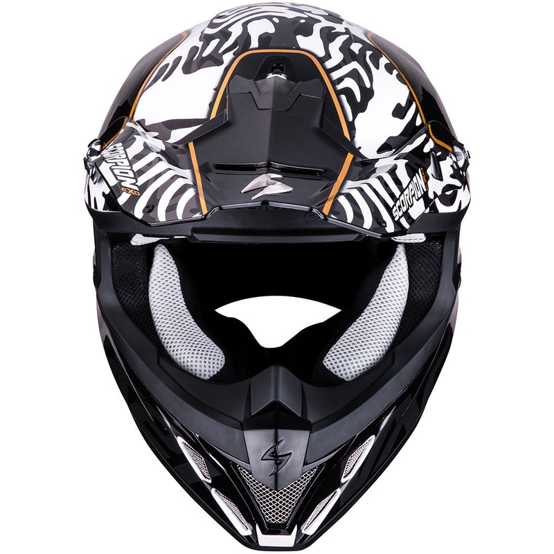 Cască de motocros Scorpion VX-21 Air Gnarly negru și alb