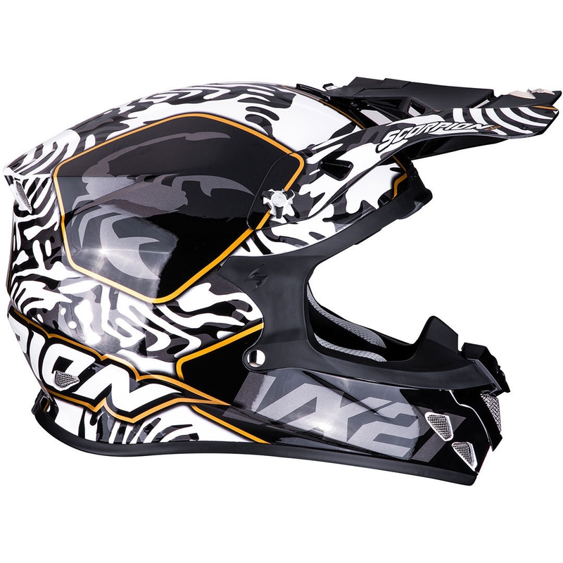 Cască de motocros Scorpion VX-21 Air Gnarly negru și alb