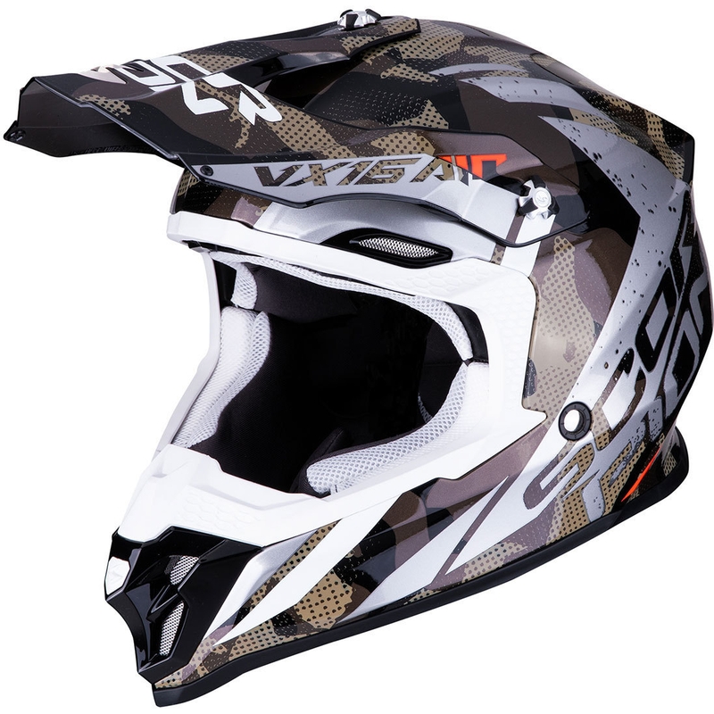 Cască de motocros Scorpion VX-16 Air Waka negru-argintiu