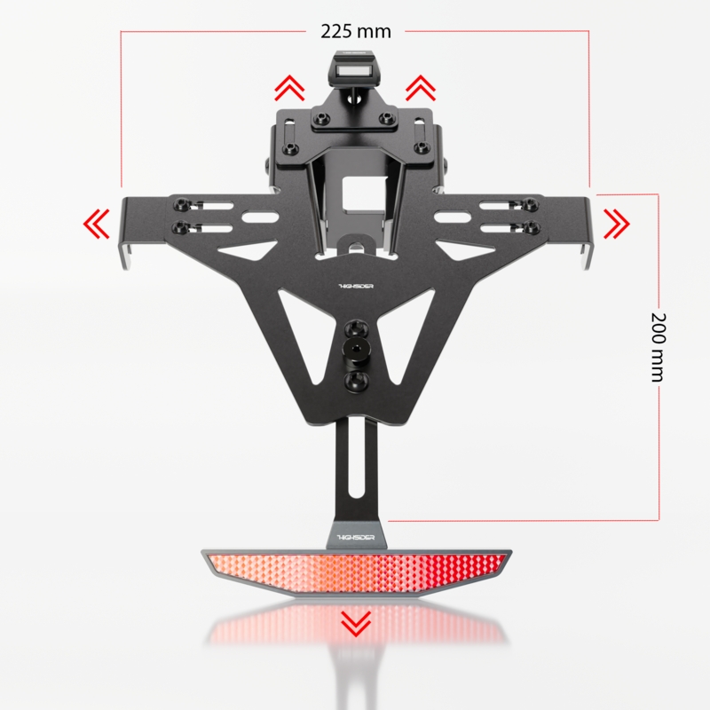 Suport pentru plăcuța de înmatriculare cu iluminare Highsider Akron RS PRO Kawasaki Z 900, Z H2 negru