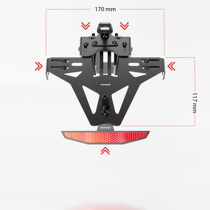 Suport pentru plăcuța de înmatriculare cu lumină Highsider Akron RS PRO Kawasaki Ninja și Z Negru