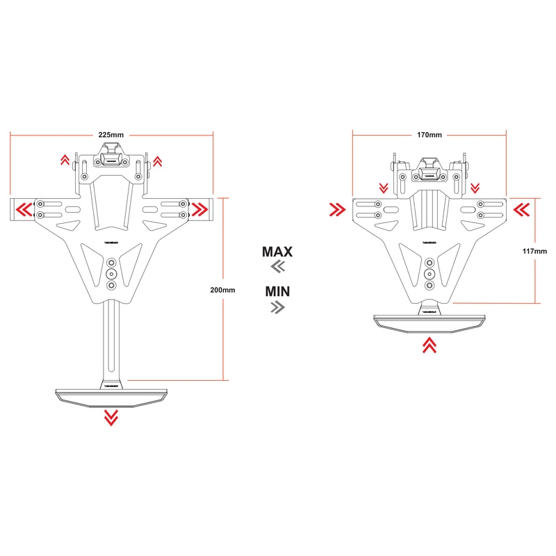 Suport pentru plăcuța de înmatriculare cu iluminare Highsider Akron RS PRO Yamaha XSR 900 negru