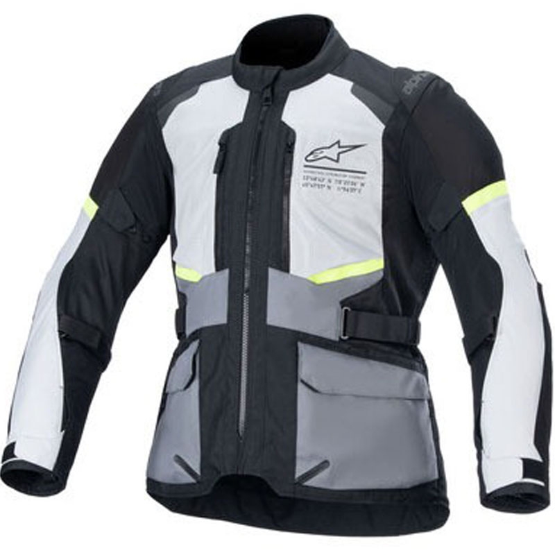 Geacă motocicletă Alpinestars Andes Air Drystar gri deschis-gri închis-negru-galben fluo