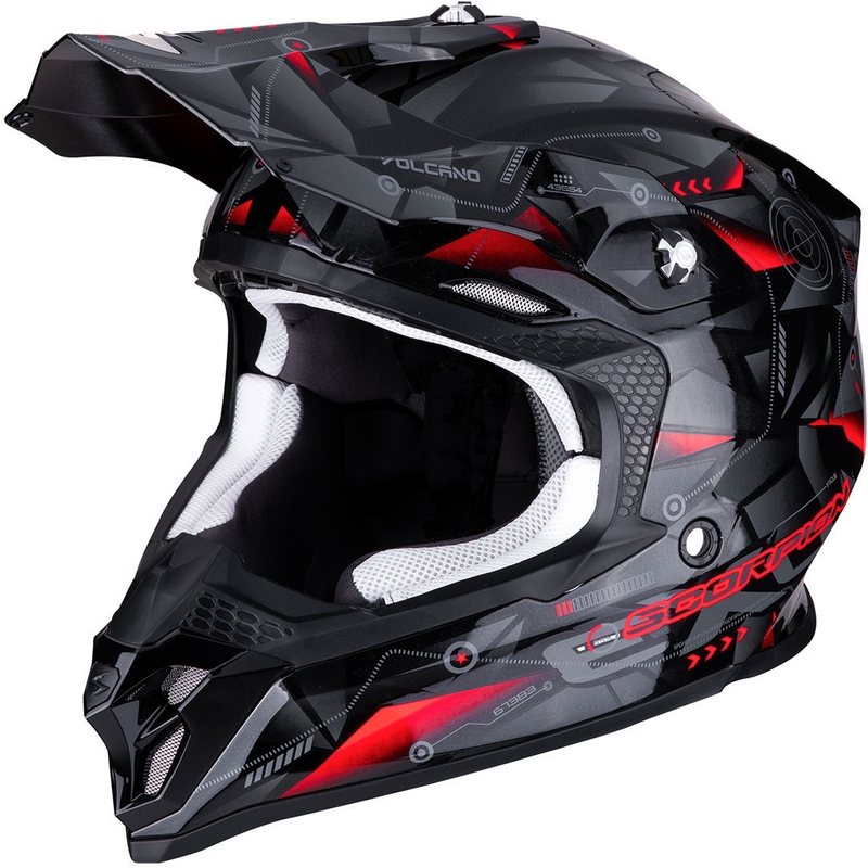 Cască de motocros Scorpion VX-16 Air Punch negru-argintiu-roșu
