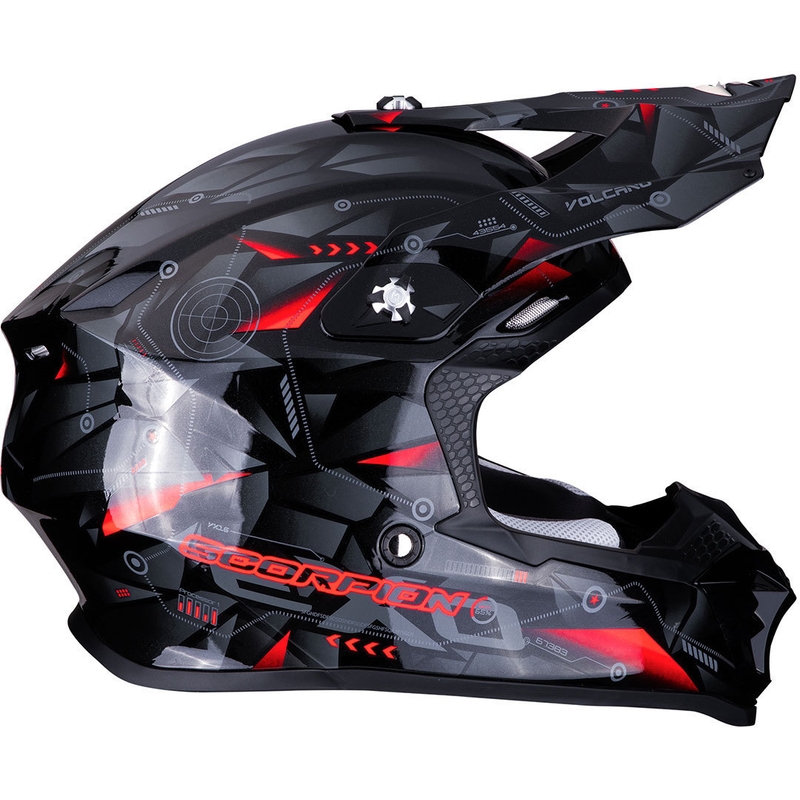 Cască de motocros Scorpion VX-16 Air Punch negru-argintiu-roșu