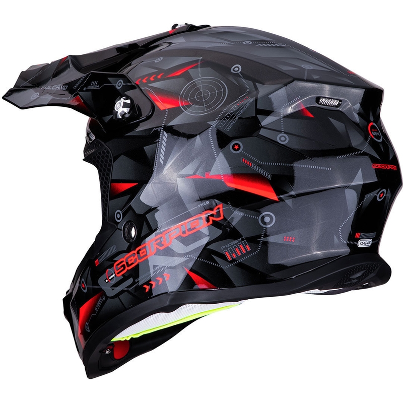 Cască de motocros Scorpion VX-16 Air Punch negru-argintiu-roșu