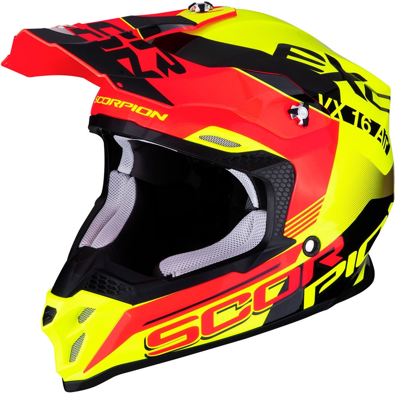 Cască de motocross Scorpion VX-16 Air Arhus galben-roșu lichidare