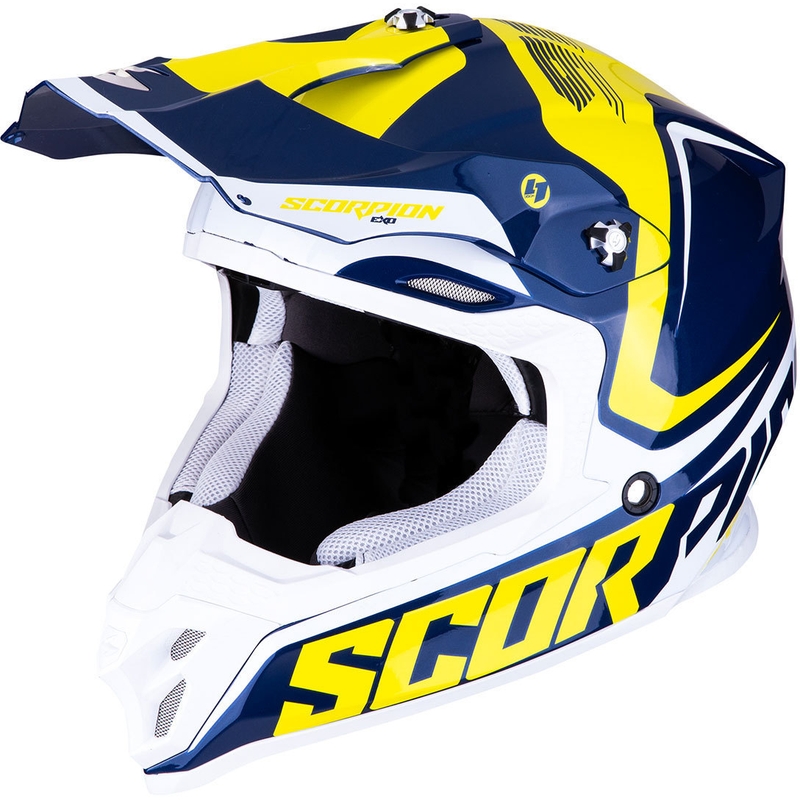 Cască de motocros Scorpion VX-16 Air Ernee albastru-galben-albastru
