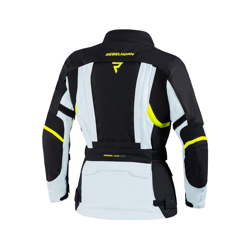 Rebelhorn Hardy II Geacă de motocicletă pentru femei, gri-negru-galben fluo