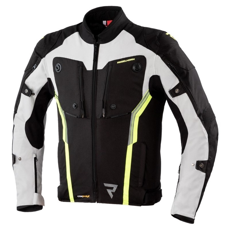 Rebelhorn Borg jachetă de motociclist negru-gri-gri-fluo-galben