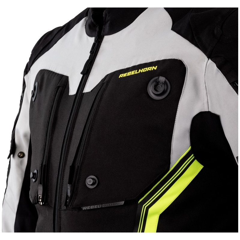 Rebelhorn Borg jachetă de motociclist negru-gri-gri-fluo-galben