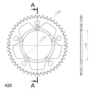 Rear ALU sprocket SUPERSPROX RAL-4:48-ORG portocaliu 48T, 420