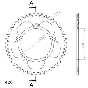 Rear ALU sprocket SUPERSPROX RAL-4:47-ORG portocaliu 47T, 420