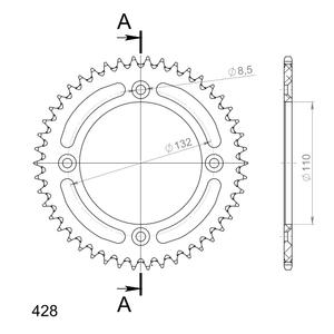 Rear ALU sprocket SUPERSPROX RAL-898:46-ORG portocaliu 46T, 428