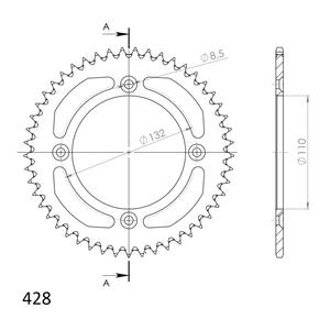 Rear ALU sprocket SUPERSPROX RAL-898:49-BLK Negru 49T, 428