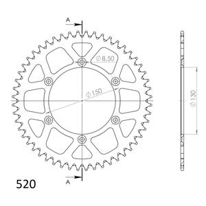 Rear ALU sprocket SUPERSPROX RAL-245:52-BLU Albastru 52T, 520